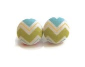 Chevron Button Earrings Pistachio Blue Geometric Button Earrings Modern Stud Earrings