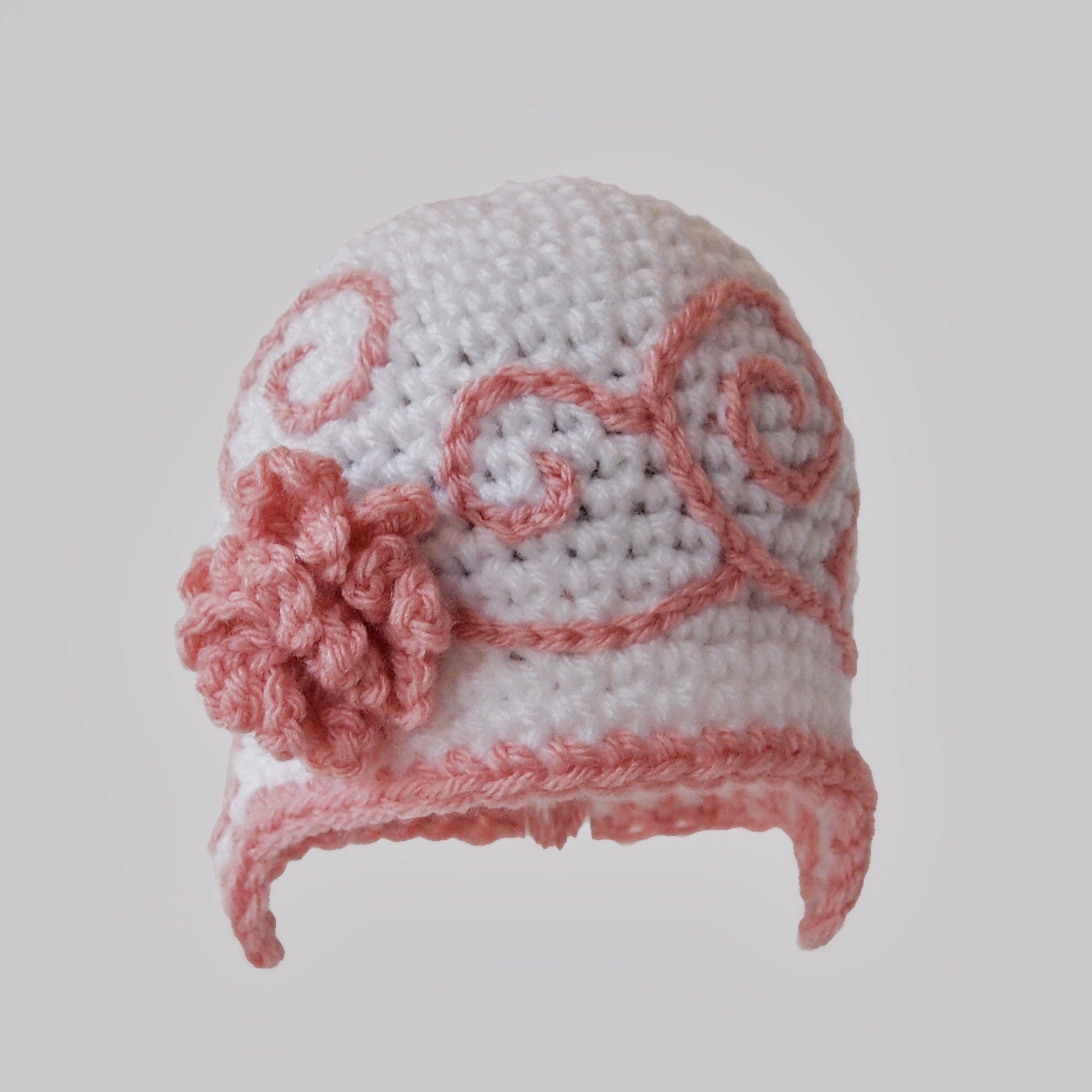 Crochet Baby Hat, Baby Girl Hat, Crochet Cloche, Flapper style, 3 to 6 Months