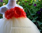 Flower girl dress Coral and Ivory TuTu Dress. baby tutu dress, toddler tutu dress, wedding, birthday, Newborn, 2t,3t,4t,5t