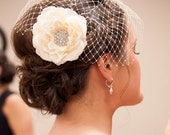 Bridal Flower Fascinator - Garbo - Ivory Rose