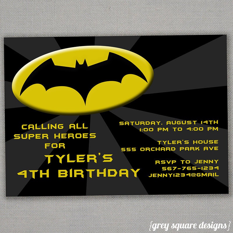 Batman Personalized Birthday Invitations