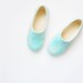 Blue polka dot felt slippers