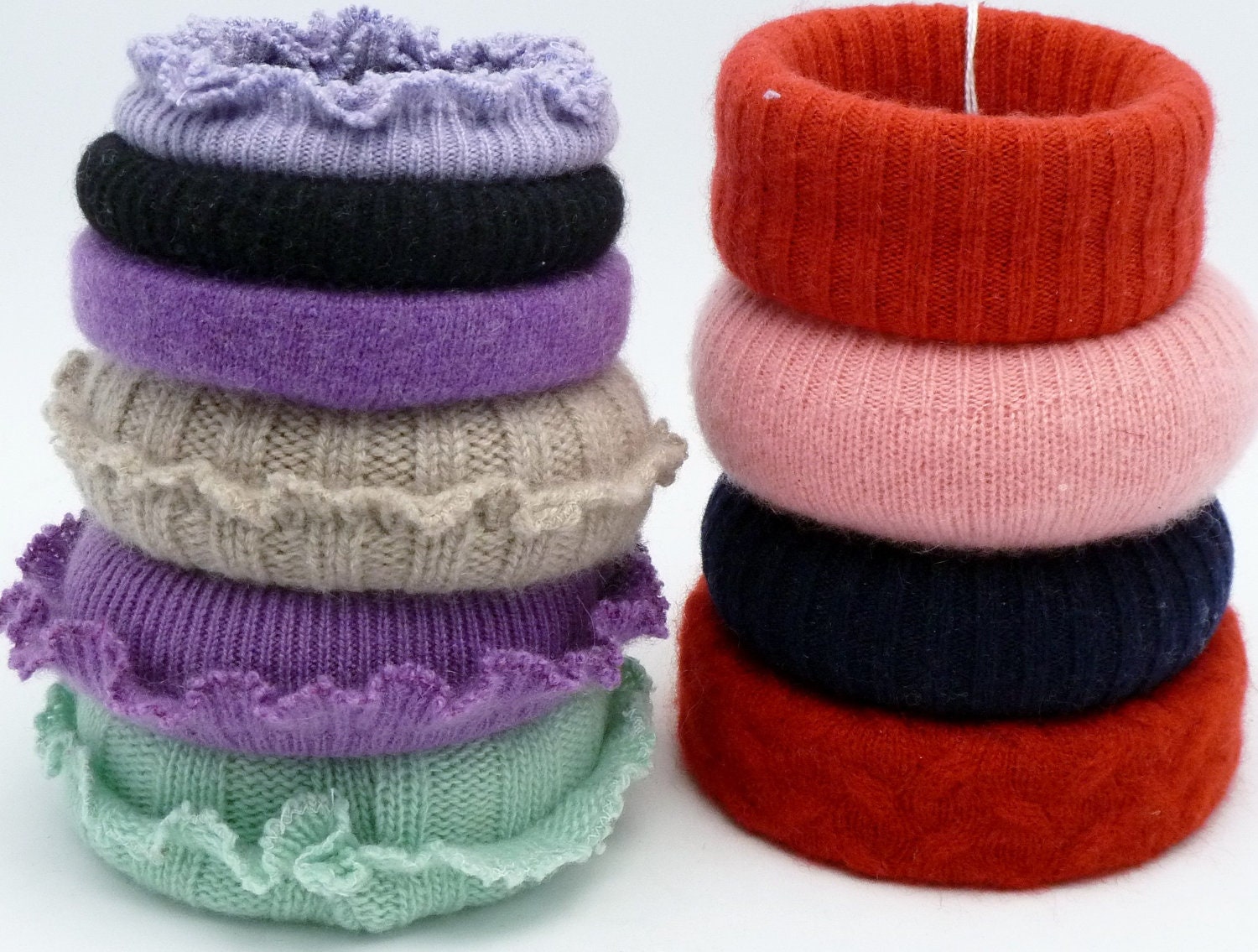 Bracelet bangle CASHMERE - recycled soft plush warm wrap funky groovy trendy