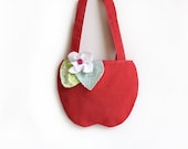 Girl's Red Apple Purse, Children's Accessories,  Apple, Tote Bag, Kids, Polk Dots, Girl's Purse - AppleWhite