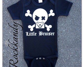 Black Onesie or Shirt "Little Bruiser" With Brass knuckles