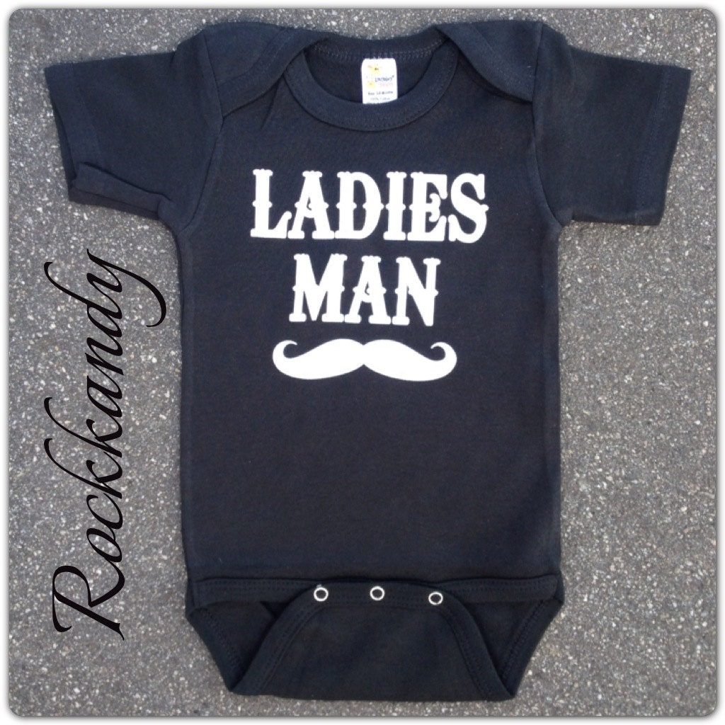 Ladies Man Mustache Black Onesie