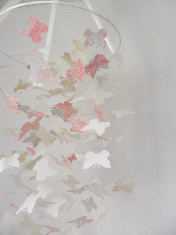 FREE SHIPPING // Shabby Chic Butterfly Mobile // Nursery Decor, Photo Prop, Baby Shower Gift