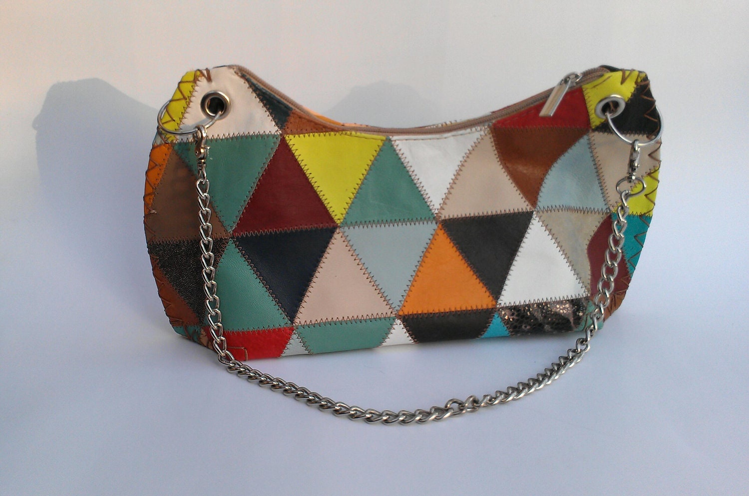 Colorful Retro Triangle Leather Purse