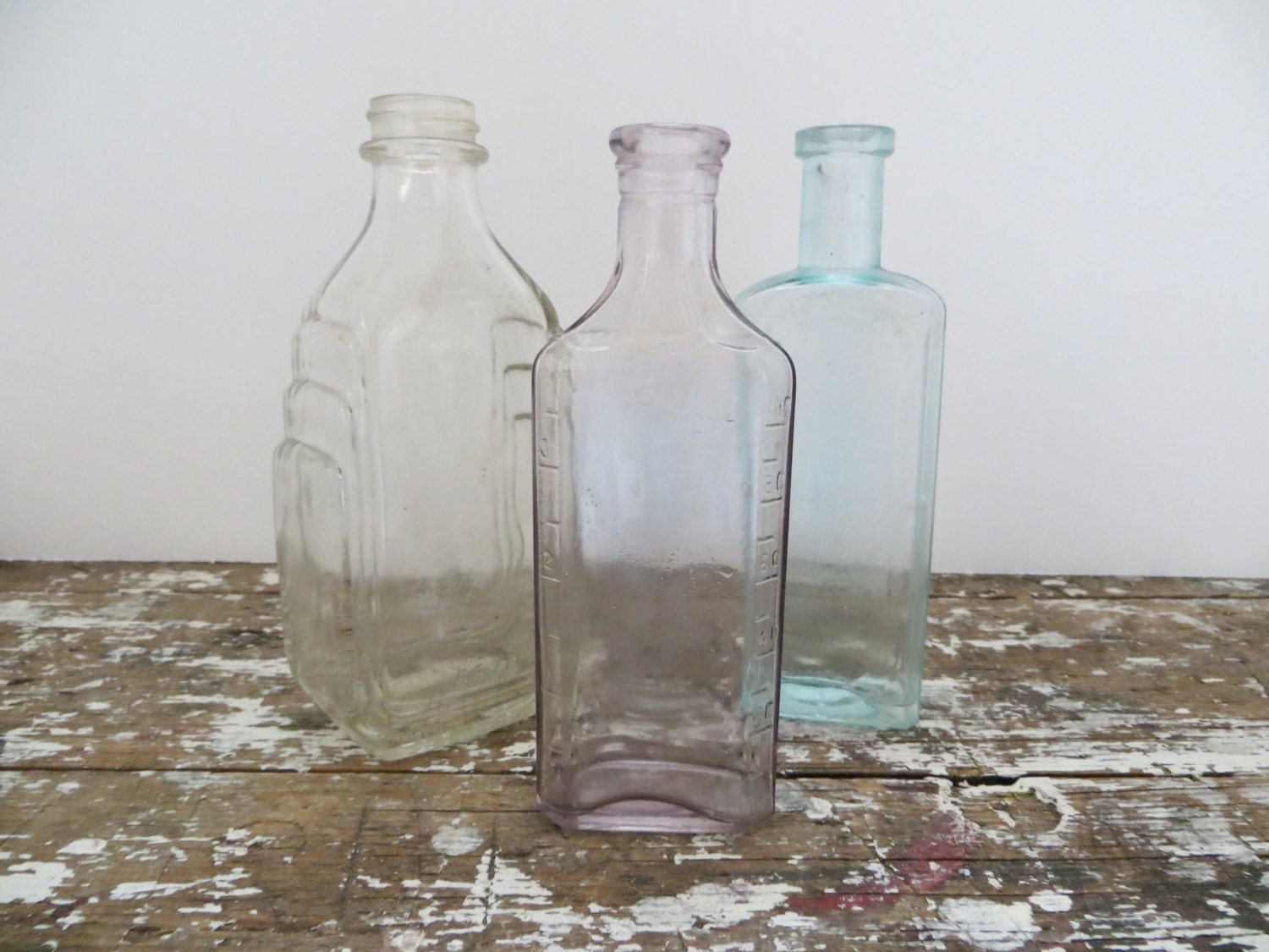 Antique Glass Bottles Purple Glass Art Deco Bottle Green Glass Medical Bottle