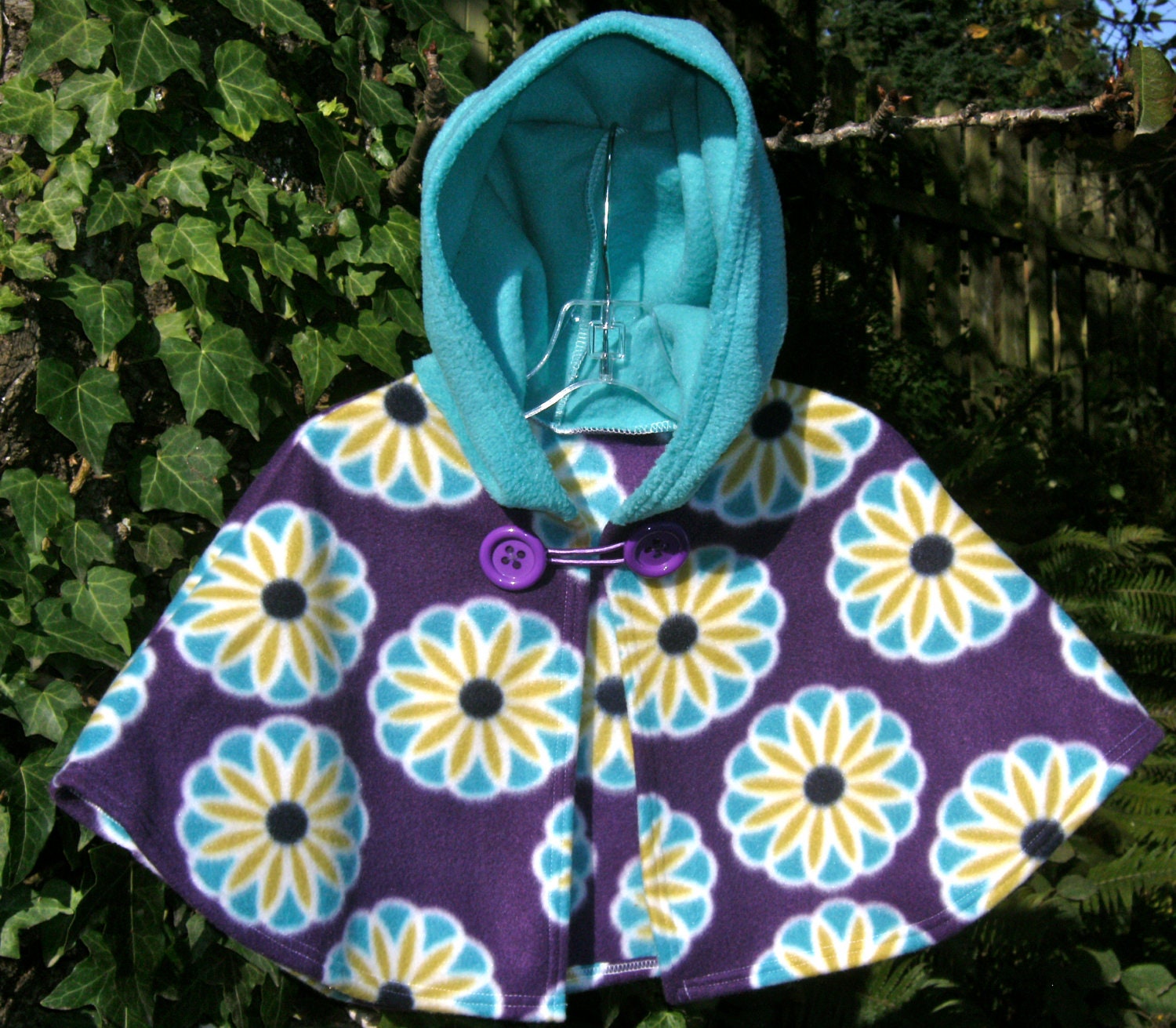 Purple Mandala Girls Hooded Poncho