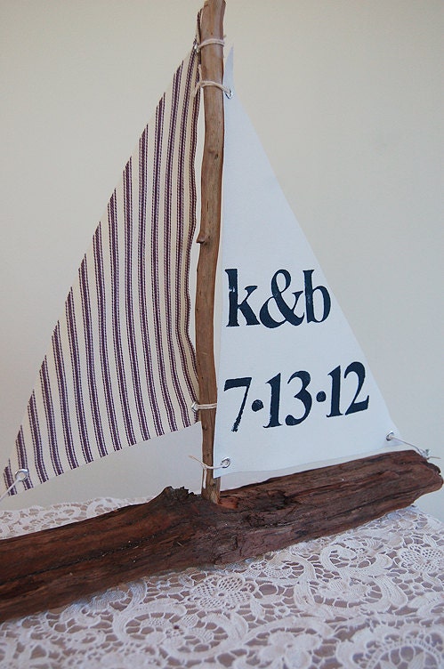 drift wood sailboat table number decoration