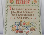 Vintage Handmade Home Quote Cross Stitch Sampler Unframed Funny Saying Gag Gift
