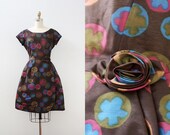 SALE / 60s party dress / ROSETTE Party Dress / Tulle Skirt Dress / xs s