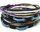 Jewelry bangle bracelet leather bracelet rope bracelet men women with metal woven snapper