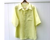 New Color Apple Green Linen Mens Short Sleeved Shirt Custom Made for You