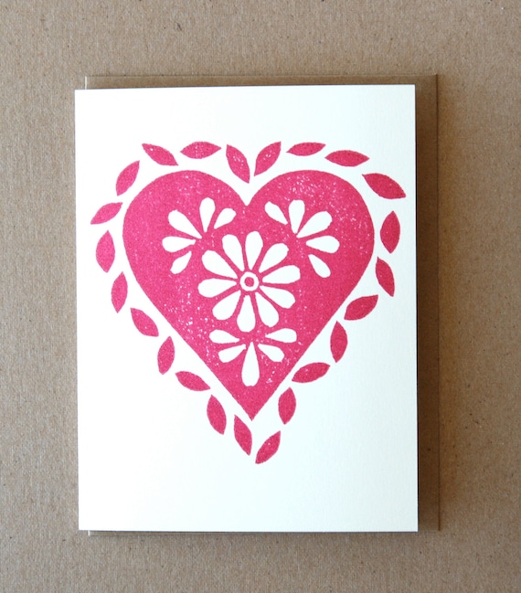 Single Hand Block Printed Card and Envelope