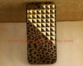 studded Iphone 5 Case, leopard Iphone 5 Case, studded Cases for iPhone 5, golden studs, cheetah iphone 5 hard case