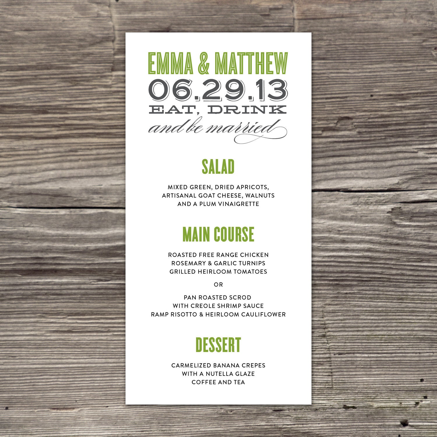 Old Fashioned Menu