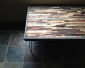 Barnwood Coffee Table - Industrial Furniture - Modern Reclaimed Upcycled Rustic Wood with Vintage Steel Iron Hairpin Legs - OOAK