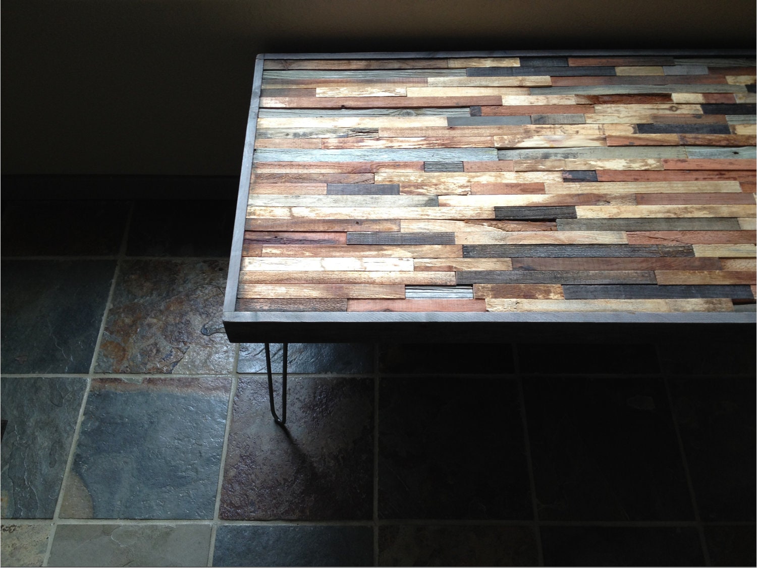 Barnwood Coffee Table - Industrial Furniture - Modern Reclaimed Upcycled Rustic Wood with Vintage Steel Iron Hairpin Legs - OOAK