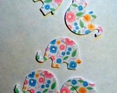 50 White with blue yellow and pink  flowers  MODERN ELEPHANT DECOR  Baby Shower Confetti, Birthday party decorations,,scrapbooking,