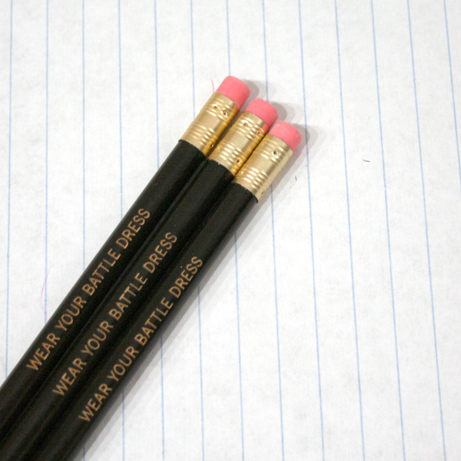 wear your battle dress 3 three black engraved pencils.