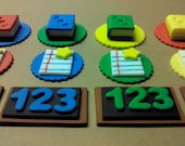 Back To School, Pick Your Pieces, Edible Fondant Cupcake Toppers