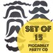 15 Mustache Cut Outs - Die Cuts - Photo Props - Party Decorations - Garlands - Party Straws - Photo Booths