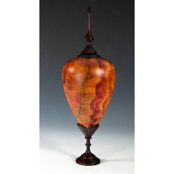 Camphor Burl Hollow Form with Blackwood Finial