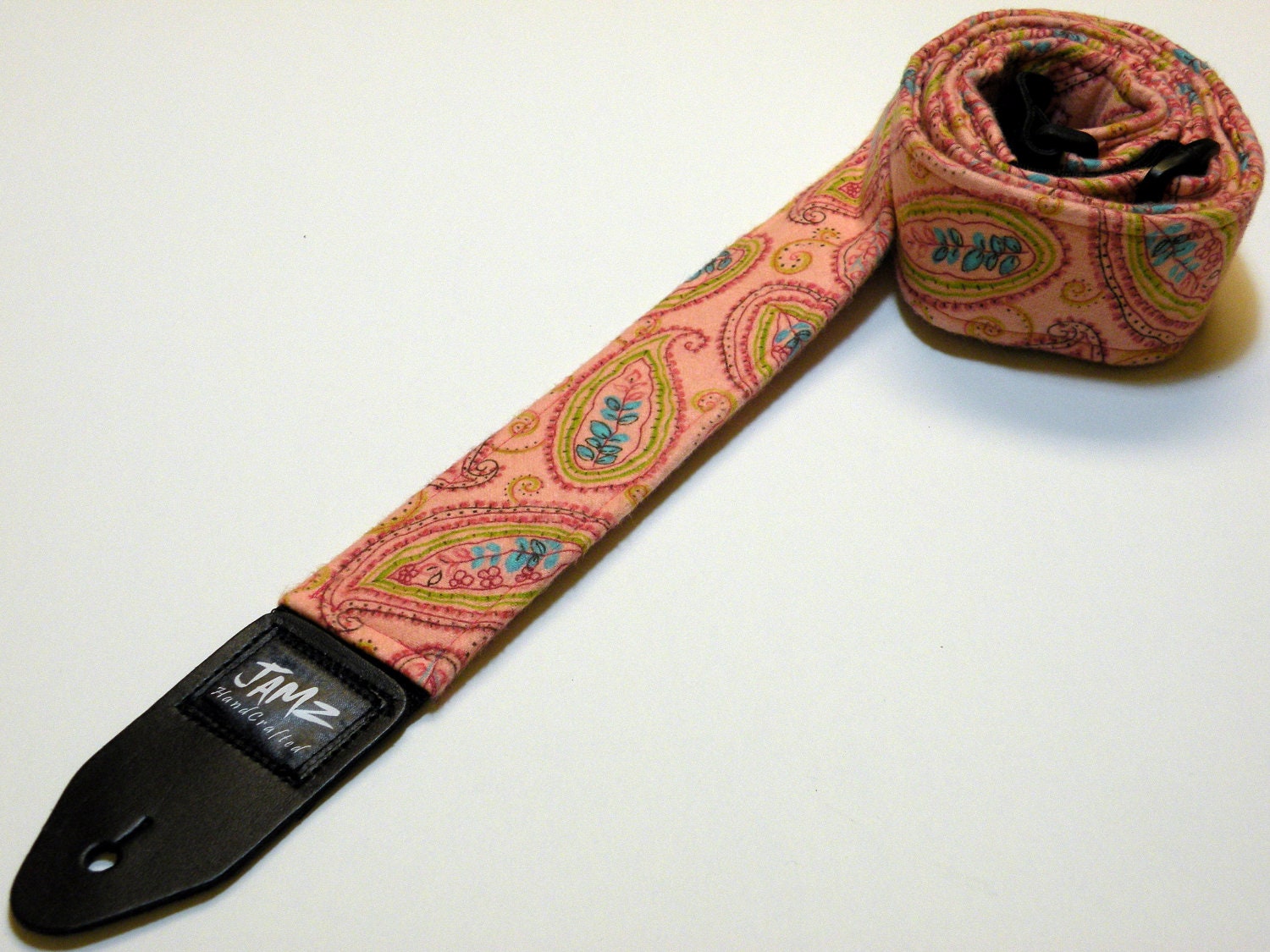 Handmade PINK PAISLEY Guitar Strap - Womens Guitar Strap