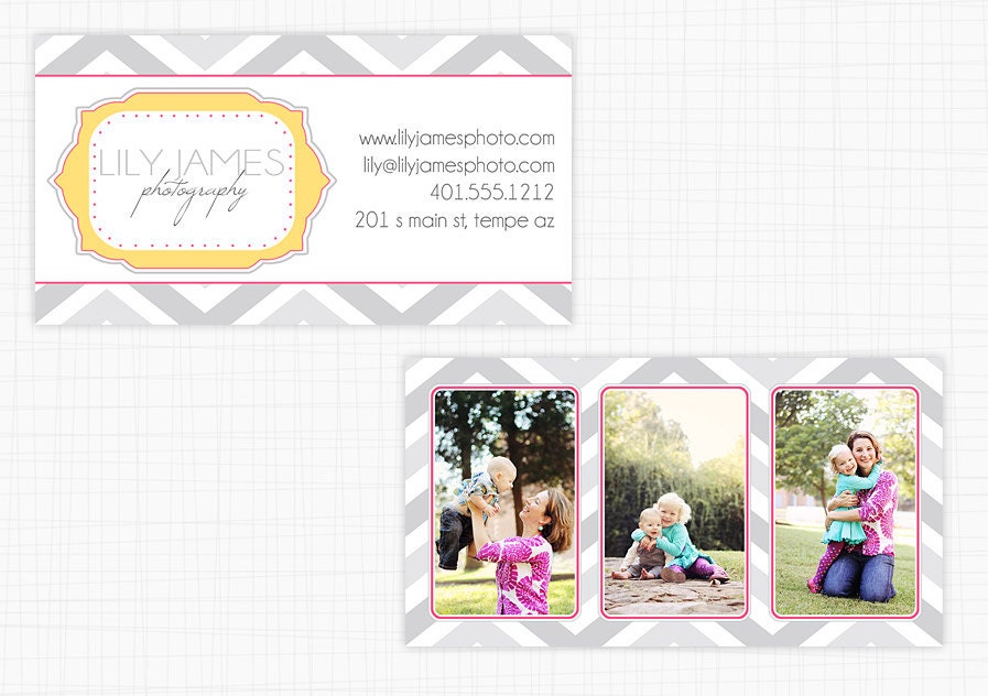 Chevron Chic - Photo Business Card Template PSD Photoshop INSTANT DOWNLOAD