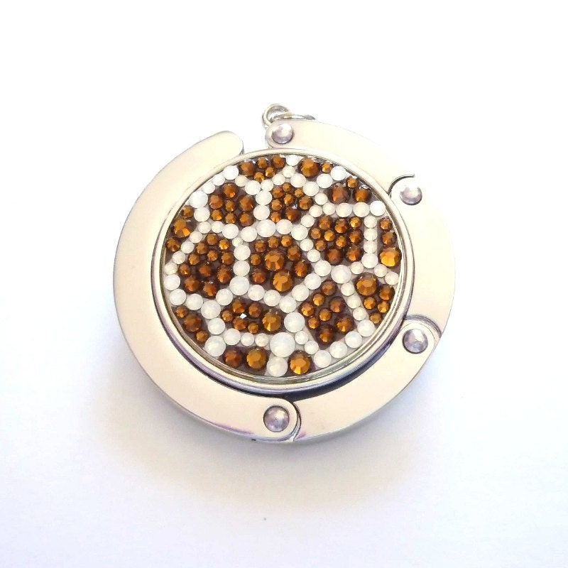 Giraffe foldable bag hanger, purse hook, bag holder made with Swarovski flatback crystals