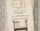 Crib baby shower invite, Modern, Crib or Strollers, digital, printable file