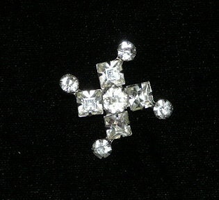 Vintage 60s Small Rhinestone Pin Brooch Cross Star Jackie O Style Lapel Pin 1960s Crystal