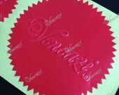 2" Serrated Ready Made Custom Logo Seal Sticker 100pcs Pack - Red (plus GIFT)