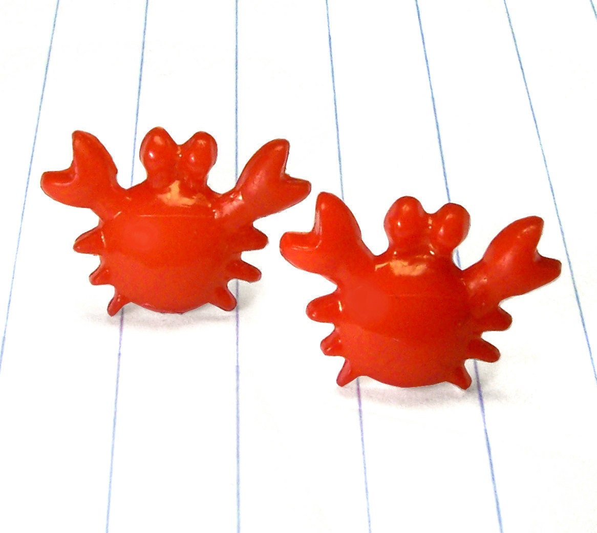 crab earrings - crab jewelry - crab studs - crabs - nautical earrings - nautical studs - nautical jewelry - red earrings - red studs
