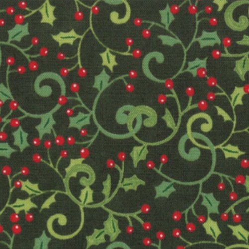 SHARE THE JOY Christmas Moda by the 1/2 yard holly swirls fabric Deb Strain- 19575-12 evergreen