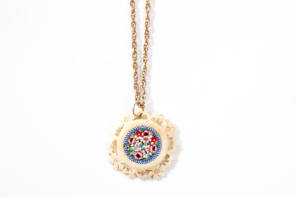 Vintage Bohemian Pendant Necklace on Gold Chain
