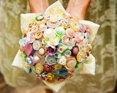 Vintage Button Bouquet - Flowers and Lace - Pastel Wedding Theme