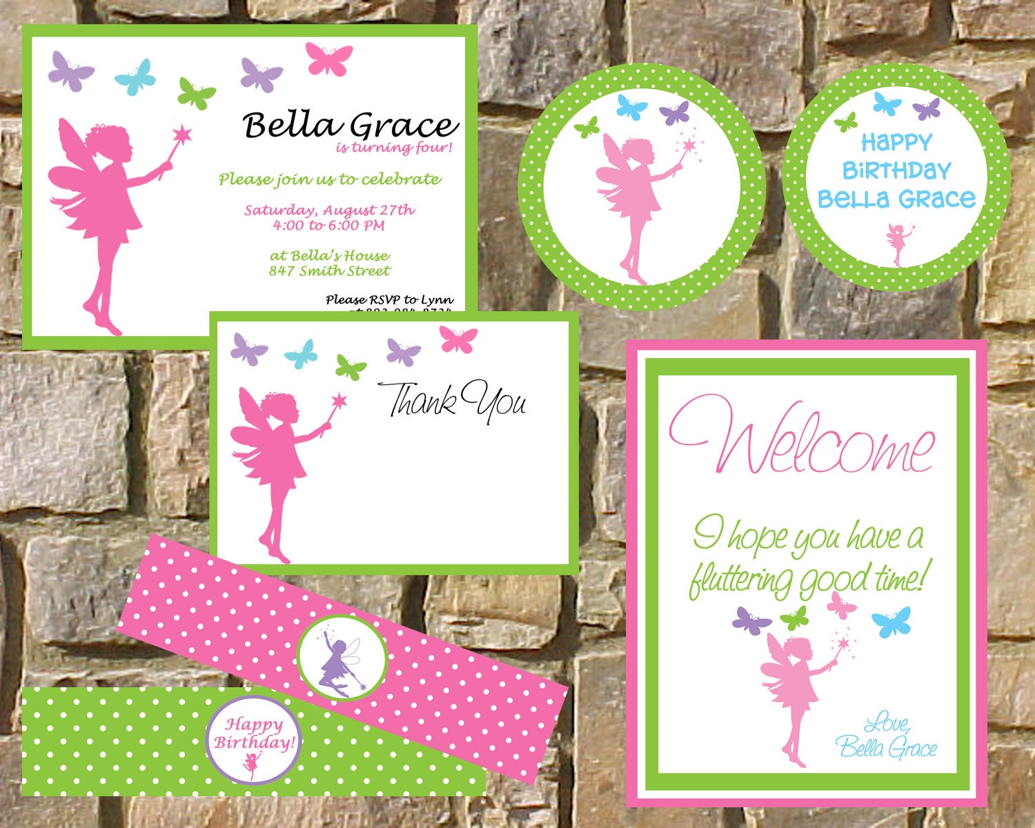 DIY Printable Birthday Party Package. Custom Fairy and Butterfly Garden Party Package including invitation. Il_170x135