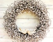 LOVE BIRDS-WEDDING Wreath-Antique White Berry Wreath-Inspired Vintage Wedding-Rustic Wedding Decor-Custom Choose your Scent and Ribbon