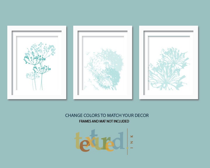 Flower Set of Modern Prints- Serenity Trio- Set of 3, 8X10 Other sizes available