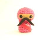 Chubby Ninja Magenta Mustache Man Crochet Amigurumi Doll
