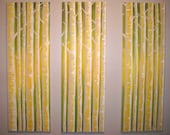 Original Paintings Summer Birch Tree Collection, extra large triptych paintings