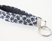 Elephant Key Chain, Handmade Fabric Key Fob, Little Charcoal Grey Elephants