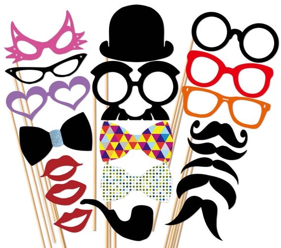Wedding Photo Booth Props 20 Piece Party Set - Photobooth Props