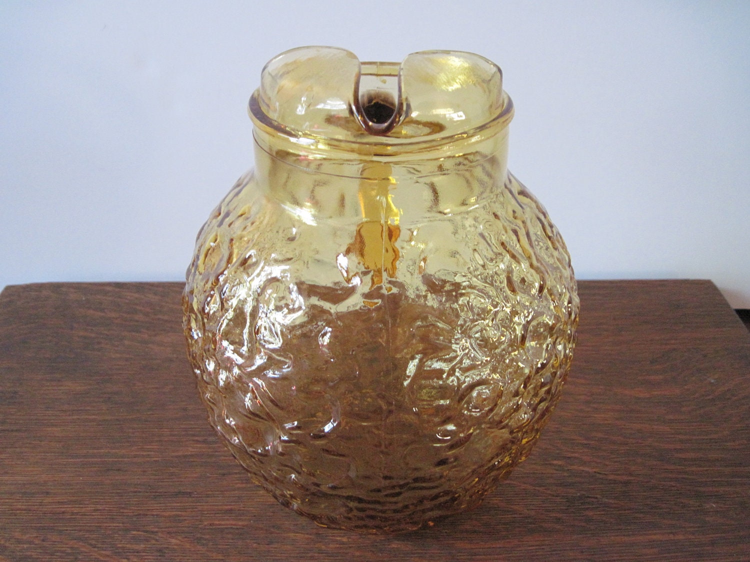Anchor Hocking Milano Lido Pitcher, Amber Pitcher, Vintage Milano Lido Pitcher