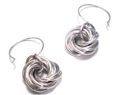 Love Knot Earrings Chainmail Mobius Flower Handcrafted Aluminum