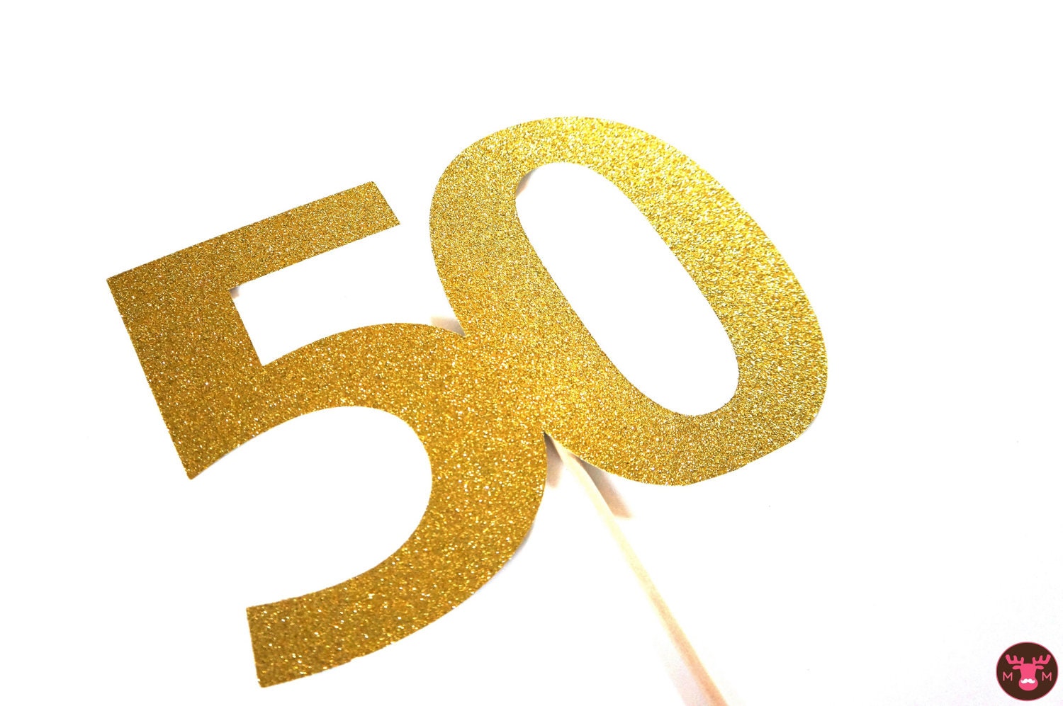Photo Booth Props - GLITTERY GOLD 50 on a stick  -  50th Birthday, 50th Anniversary - GLITTER Photobooth Prop
