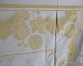 Vintage Corn Yellow Linen Damask Tablecloth